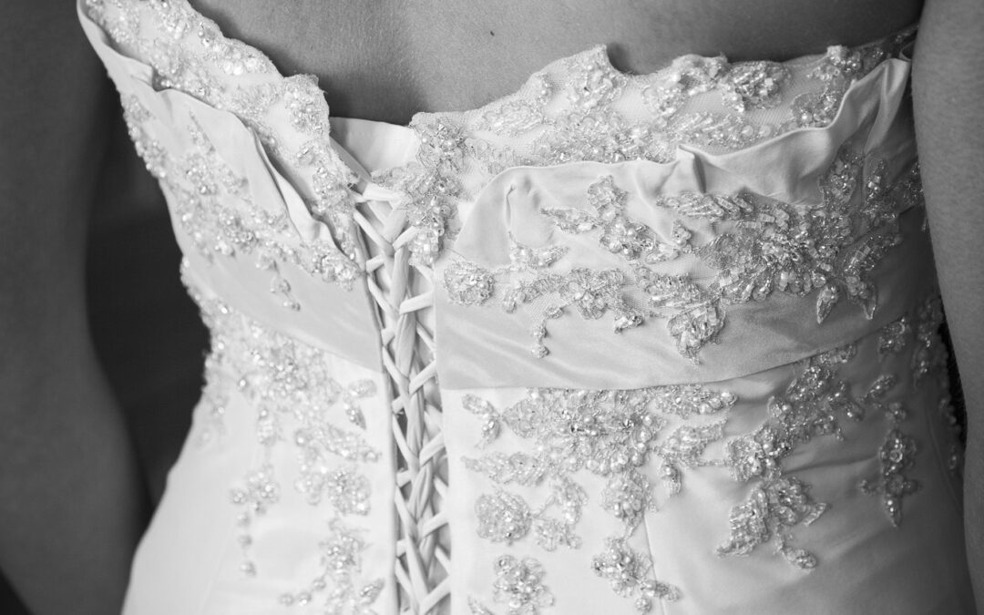 elegant wedding dress with embroidery